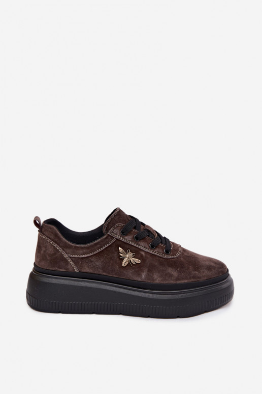 Faux-Suede Schuhe mit Plattform Vinceza 41523 schokoladenbraun