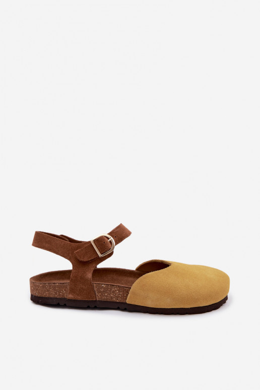 Leren suède sandalen met gesloten neuzen Tai turiciejka H7365-07 geel