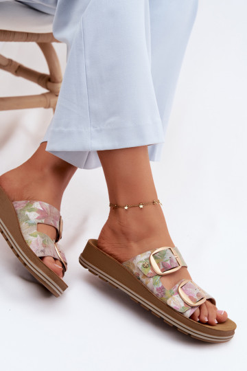 Pantoufles en cuir À motifs avec boucles Il fautciejka P7537-39 Couleurs différentes