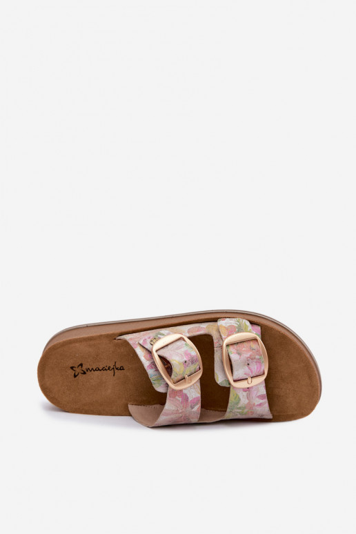 Chaussons en cuir à motifs avec boucles de différentes couleurs