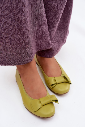 Ballerines avec nœuds en couleur citron vert