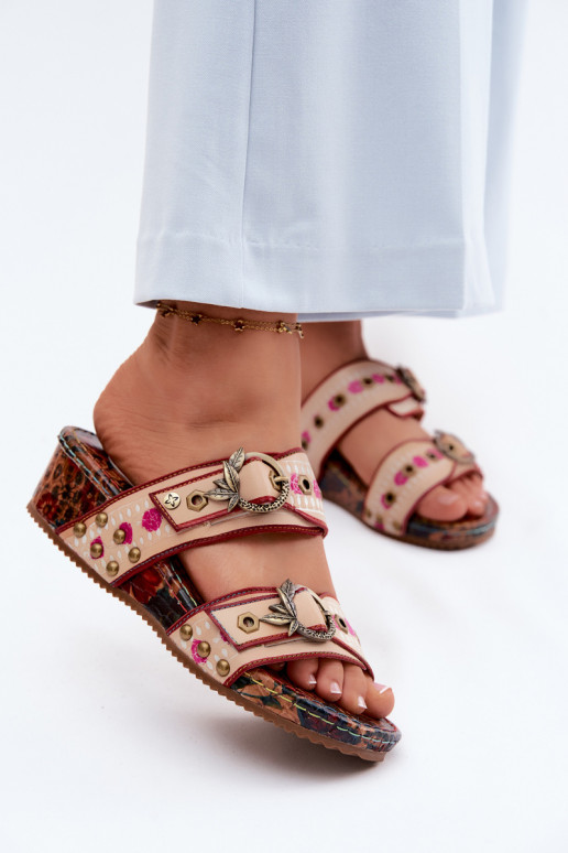 Peau À motifs Pantoufles pour femmes avec une plateforme Il fautciejka K7406-04 Couleurs différentes