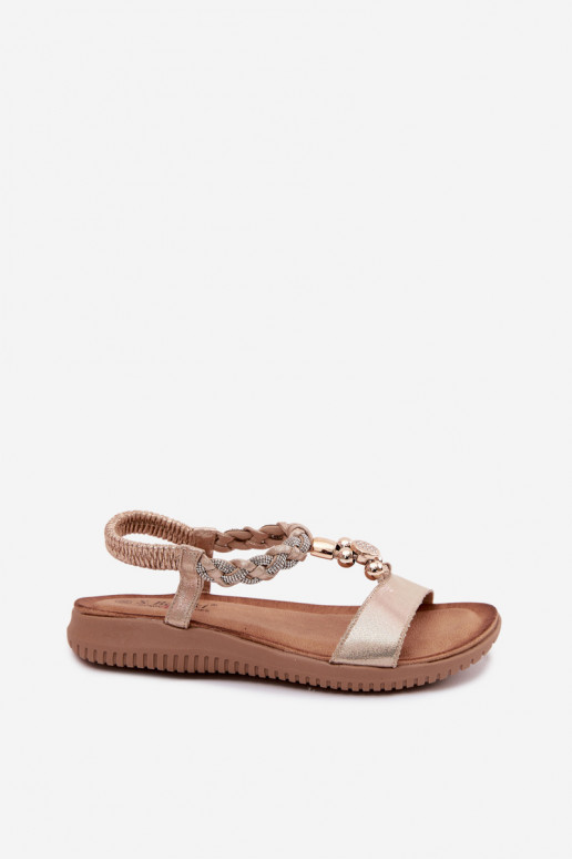 Sandales plates pour femmes en or