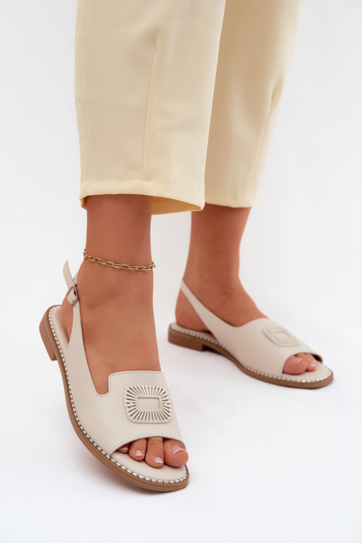 Sandales pour femmes avec talons larges S.Barski KV61-6076 couleur sable