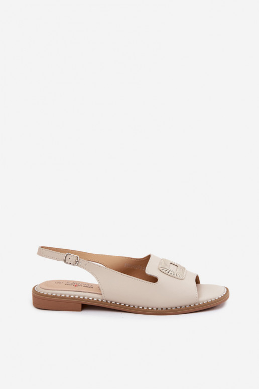 Sandales pour femmes avec talons larges S.Barski KV61-6076 couleur sable