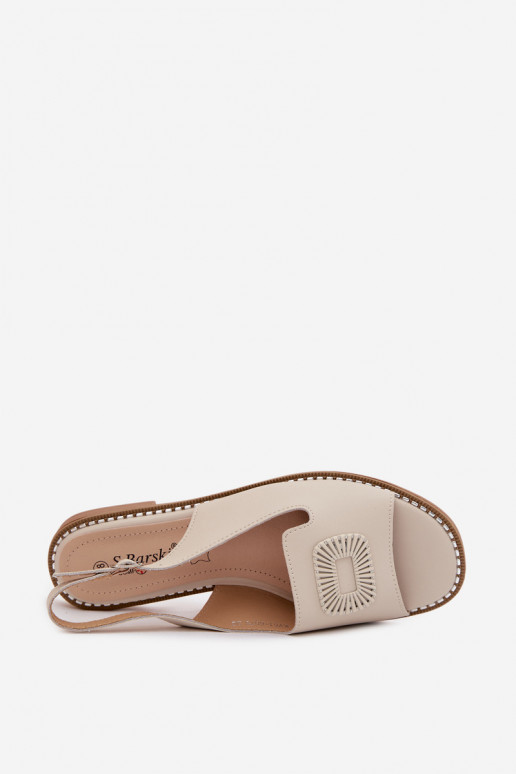 Damen-Sandalen mit breiten Absätzen S.Barski KV61-6076 sandfarben