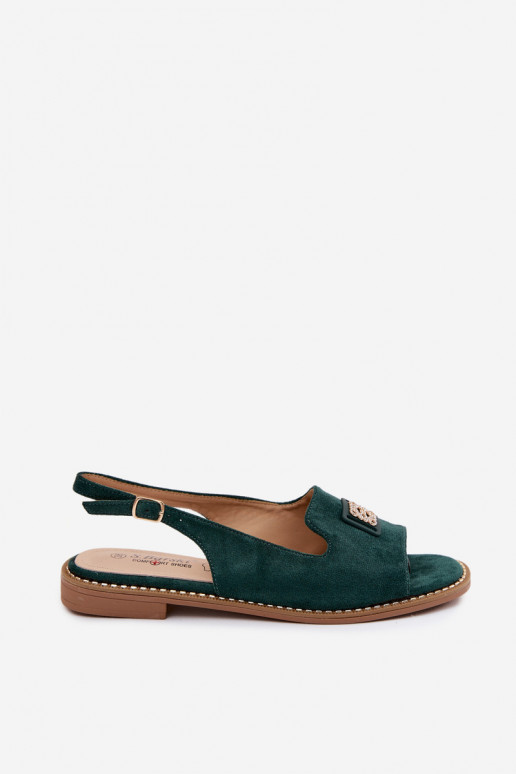 Sandales pour femmes avec talons larges et détails décoratifs S.Barski KV61-6015 couleur verte