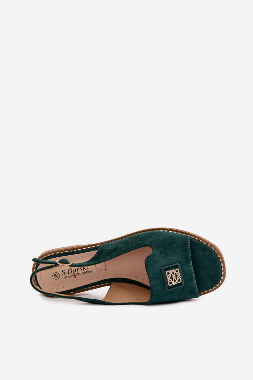 Damen-Sandalen mit breiten Absätzen und dekorativen Details S.Barski KV61-6015 grün