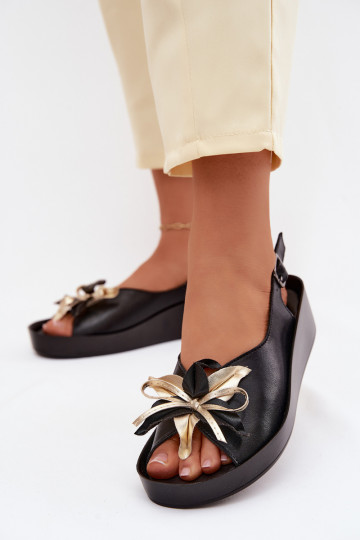 Sandales pour femmes Féminin avec des ornements S.Barski KV61-6045 couleur noire