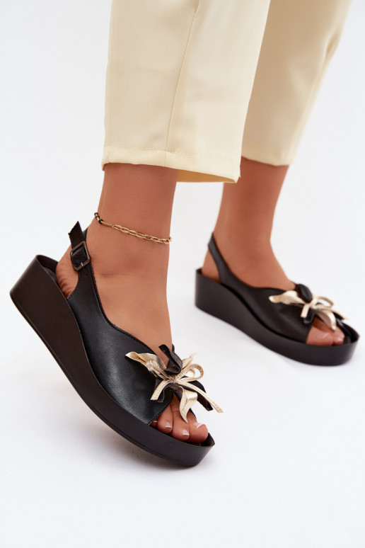 Sandales pour femmes Féminin avec des ornements S.Barski KV61-6045 couleur noire