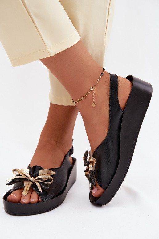 Dames sandalen met ornamenten S.Barski KV61-6045 zwarte kleur