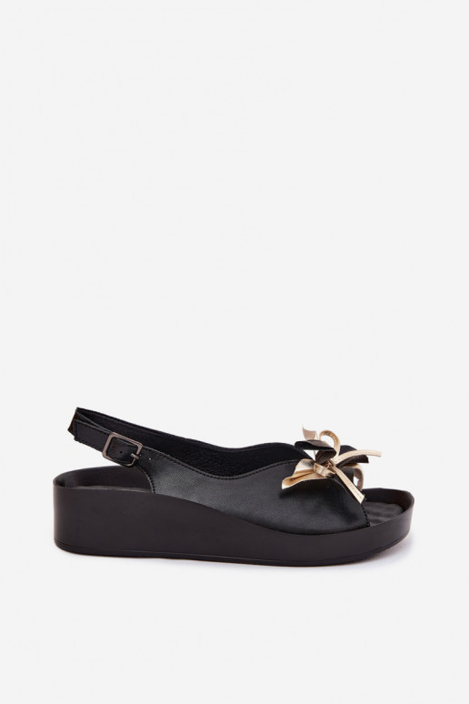 Sandales pour femmes avec ornements S.Barski KV61-6045 couleur noire