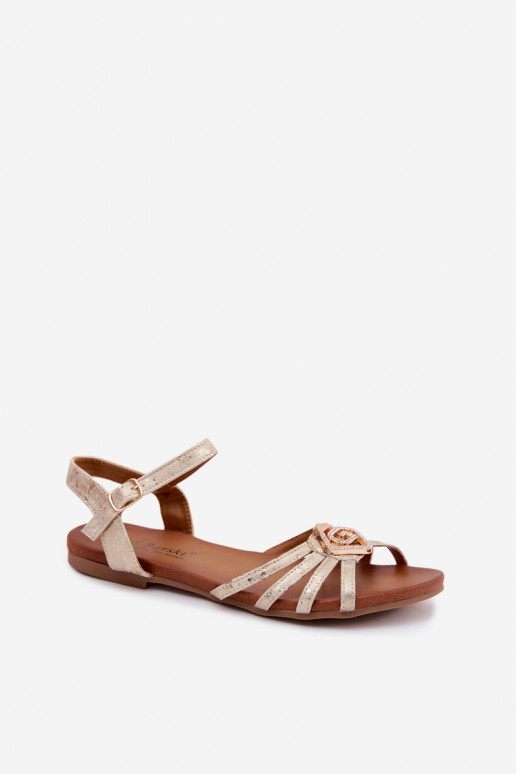 Sandalen voor dames Met Strepen En Decoratie S.Barski KV61-6056 gouden kleur