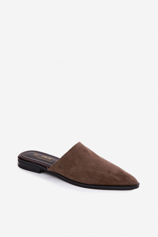 Suede mules D&A JC61-1004 kaki