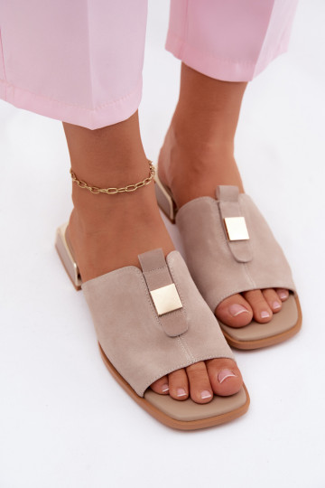 Style élégant Pantoufles pour femmes daim natureloÀa D&A JC61-1002 beige