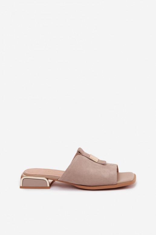 Style élégant Pantoufles pour femmes daim natureloÀa D&A JC61-1002 beige