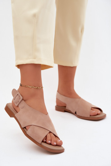 Wildleder-Sandalen mit breiten Absätzen D&A JC61-1001 sandfarben 2
