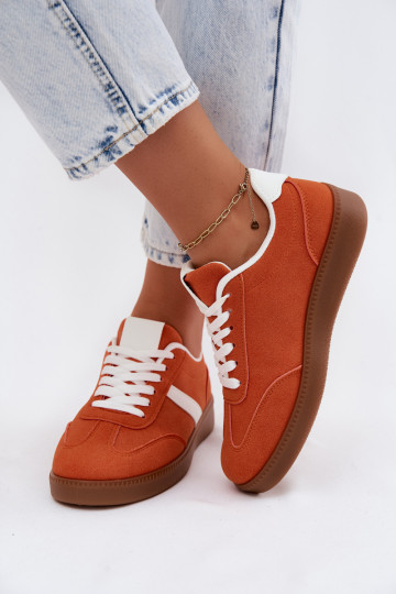 Chaussures modèle baskets FémininImitacji en daimu couleur orange Calira 2