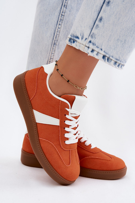 Baskets avec imitation de daim synthétique orange Calira