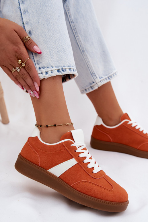 Sneaker mit Kunstveloursleder-Imitation in Orange Calira
