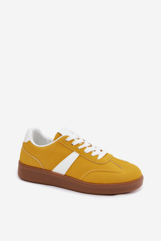 Sneakers met imitatie van faux suede in geel Calira