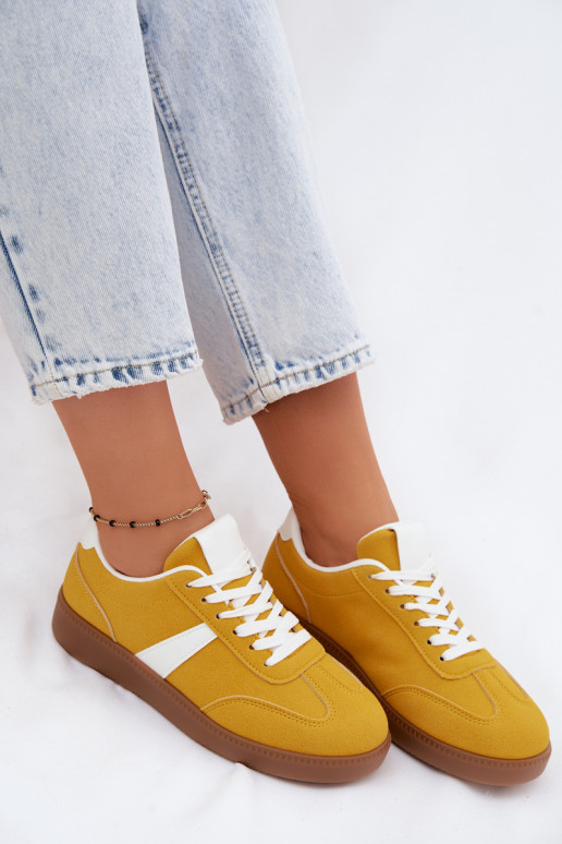 Sneakers met imitatie van faux suede in geel Calira