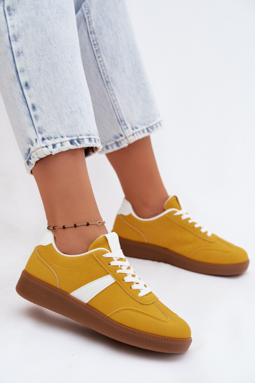 Sneakers met imitatie van faux suede in geel Calira