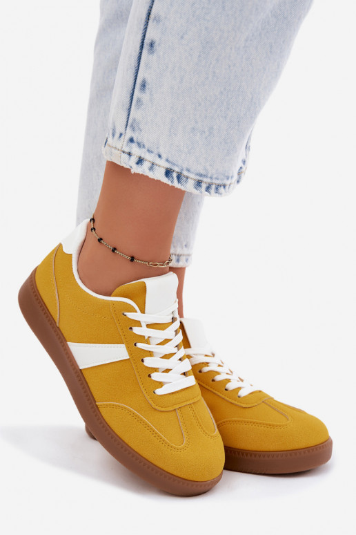 Sneakers met imitatie van faux suede in geel Calira