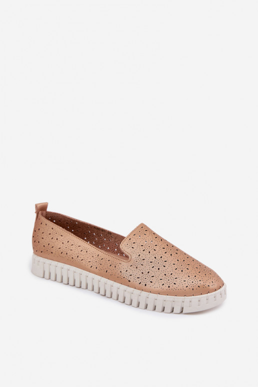 Chaussures à enfiler avec éléments perforés couleur champagne Salty
