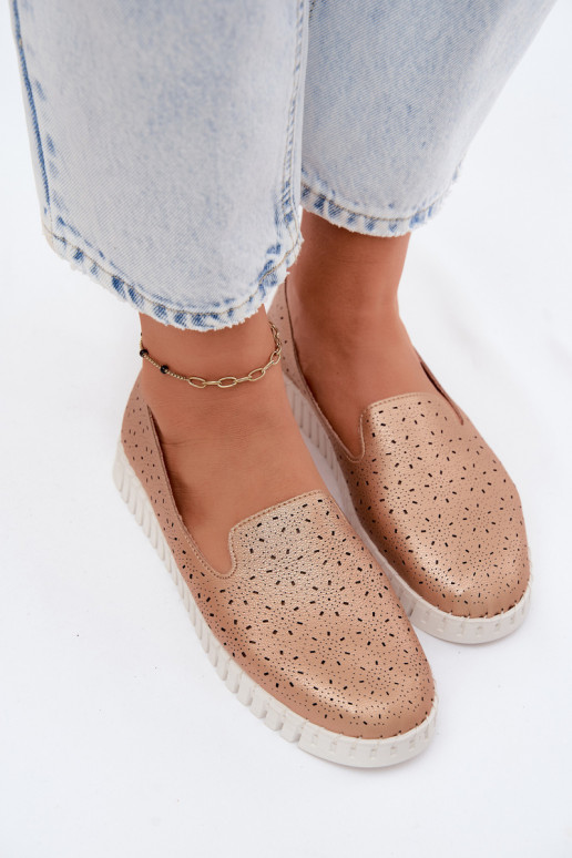 Chaussures à enfiler avec éléments perforés couleur champagne Salty