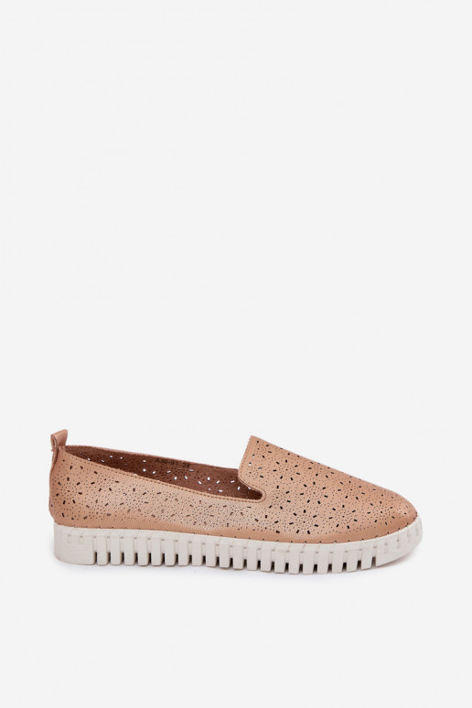 Chaussures à enfiler avec éléments perforés couleur champagne Salty