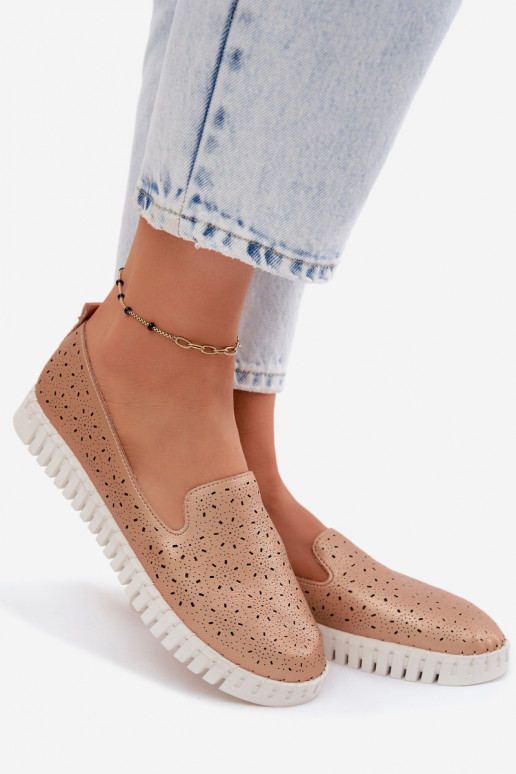 Chaussures à enfiler avec éléments perforés couleur champagne Salty