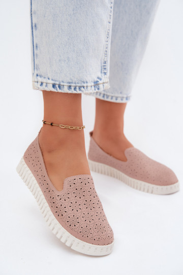 Chaussures à enfiler perforées roses Salty