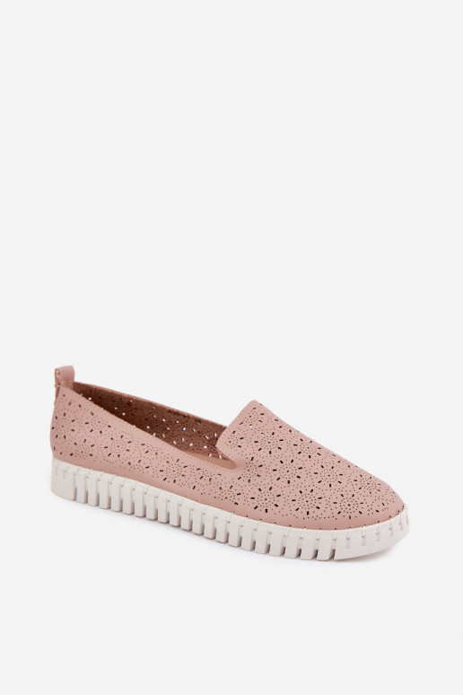 Roze geperforeerde instap schoenen Salty