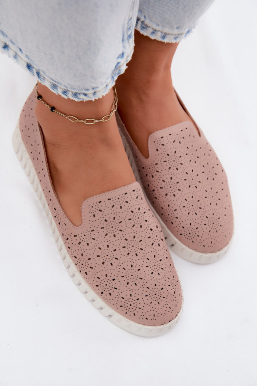 Chaussures à enfiler perforées roses Salty