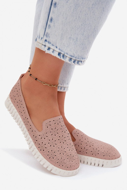 Chaussures à enfiler perforées roses Salty
