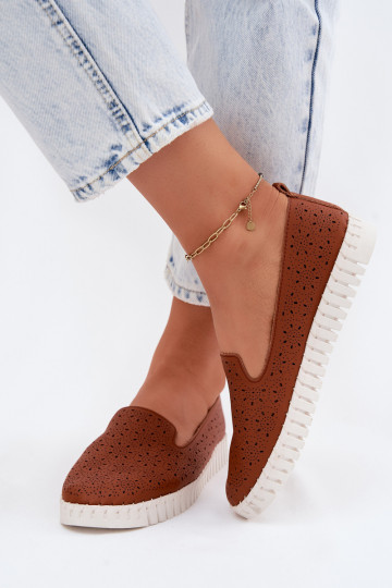 Bruine geperforeerde instap schoenen Salty