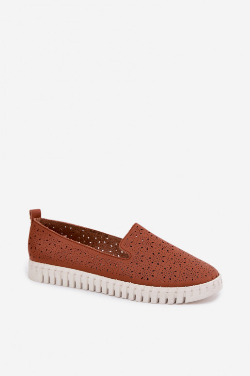 Bruine geperforeerde instap schoenen Salty