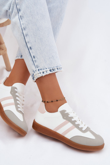 Chaussures modèle baskets Féminin Blanc-couleur rose Seabell