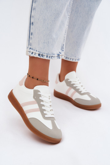 Chaussures modèle baskets Féminin Blanc-couleur rose Seabell 2