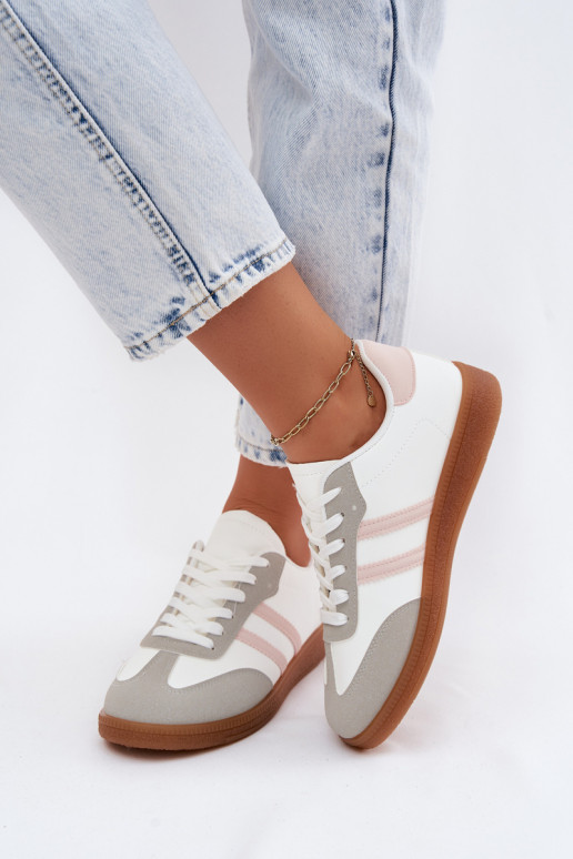 Chaussures modèle baskets Féminin Blanc-couleur rose Seabell