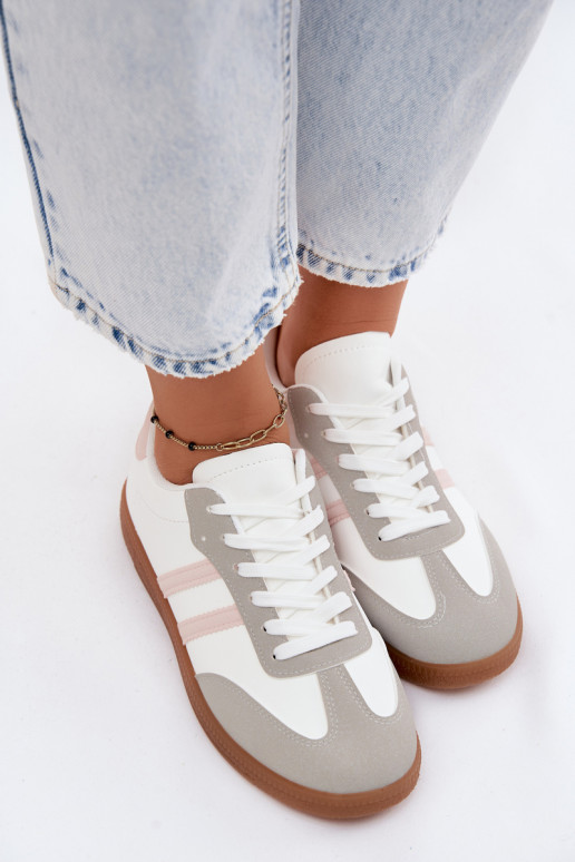 Chaussures modèle baskets Féminin Blanc-couleur rose Seabell