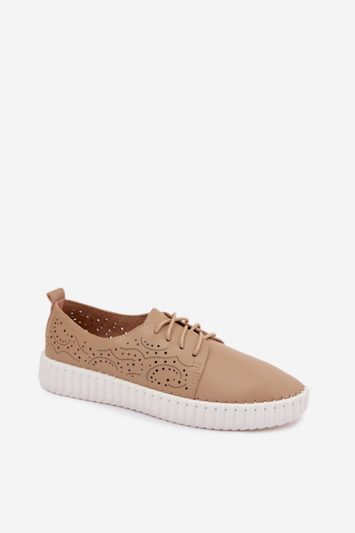 avec des éléments ajourés chaussures Féminin avec des lacets beige Pearla