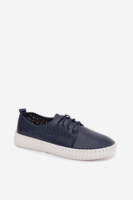 Chaussures perforées bleu marine avec lacets Pearla