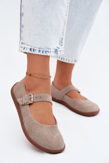 Cappuccino suède ballerina's Zazoo 316