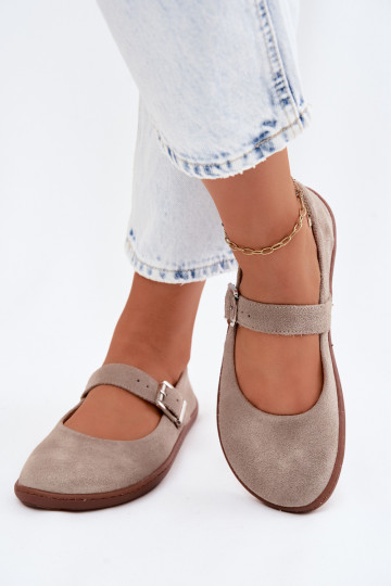 Cappuccino suède ballerina's Zazoo 316 2