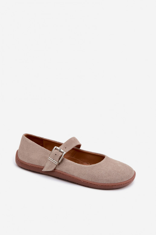 Cappuccino suède ballerina's Zazoo 316