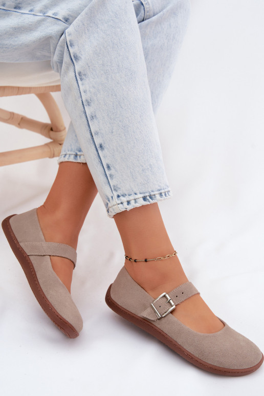 Ballerines en daim cappuccino Zazoo 316