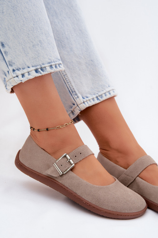 Ballerines BarefootActivéturalnego en daimu Zazoo 316 couleur cappuccino