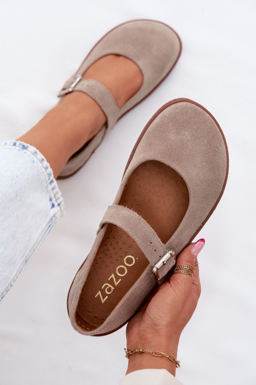Ballerines en daim cappuccino Zazoo 316